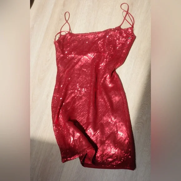 zara sequin red dress Zara Red Sequin Dress